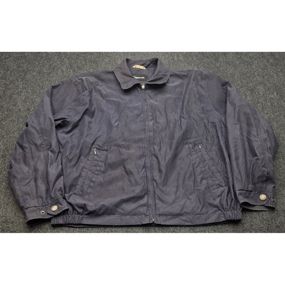 London Fog Golf Jacket Mens XL Navy Blue Full Zip Mesh Lined Windbreaker